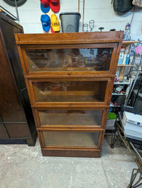 Beautiful Vintage Barristers Oak & Glass 4-Tier Bookcase Shelf C