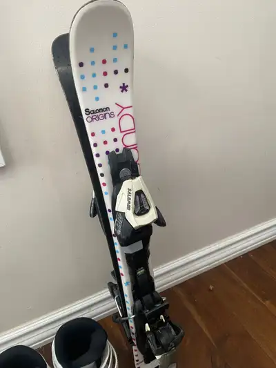 Kids 100cm Solomon skis and boots, View more