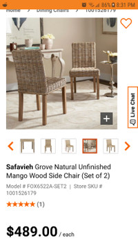 Mango Wood Side Chair Safavieh