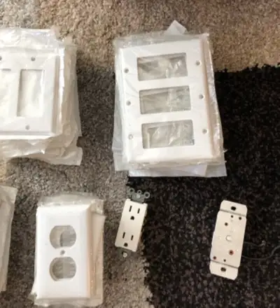 69 Electrical wall plates (modern, white) package, View more