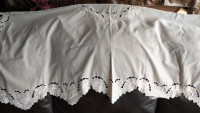 Vintage Embroidered Tablecloth, Beige/Cream, 48" x 60"