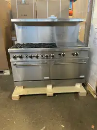 Commercial 6 Burners + 24" THERMOSTATIC Griddle Stove Top Range