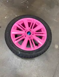 Bubblegum pink subaru rims on tires. $600 OBO.