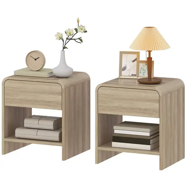  Set of 2 Modern nightstands Bedside Table with Rounded Corners in Dressers & Wardrobes in Markham / York Region - Image 3