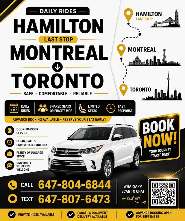ha.ilton to montreal ride available moving also available 