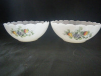 Vintage Acropal made in France milk glass serving bowls