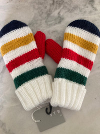 HBC The Bay Stripes Mittens One Size New