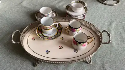 tea cups saucer and tray , View more