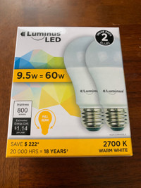 Luminus LED A19 Bulbs - 2 packs = 4 bulbs
