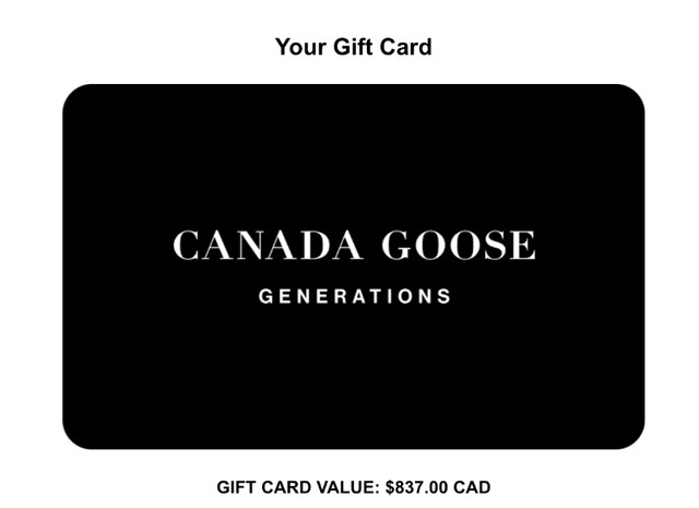 CANADA GOOSE DIGITAL GIFT CARD - PLEASE READ DESCRIPTION in Men's in City of Toronto