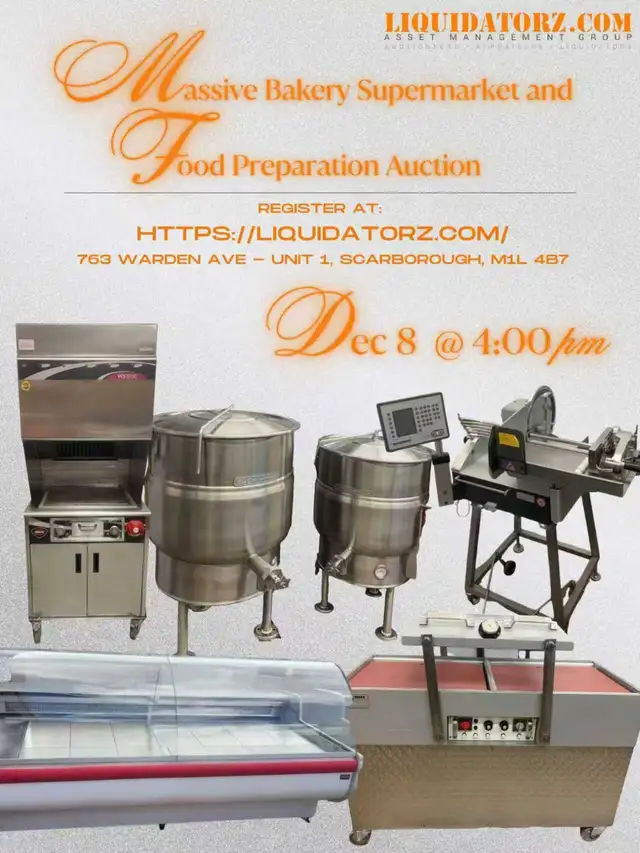 RESTAURANT EQUIPMENT ONLINE AUCTION DEC 8TH@4PM@LIQUIDATORZ.COM in Industrial Kitchen Supplies in City of Toronto - Image 2
