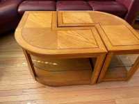 Oak and glass coffee table 