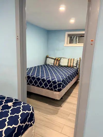 3 1/2 apt in basement renovated Plus one parking pay extra