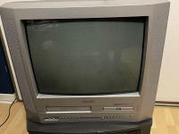 Tube television with built in VCR and DVD