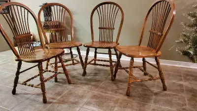 4 hoop back solid oak kitchen chairs, View more