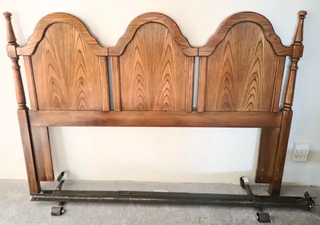 Queen Size Wood Bed Frame, Dresser With 3 Way Mirror. in Beds & Mattresses in Kelowna - Image 5