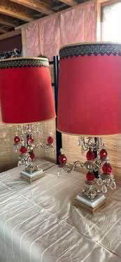 Vintage heavy marble &  crystal lamps 
