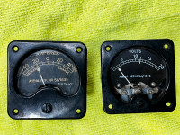 Pair of WW2 Spitfire fighter aircraft gauges. Volt (12v) and Amp