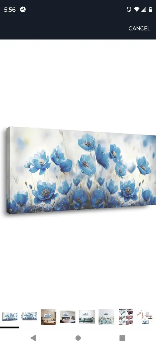 NEW Blue Flower Canvas Art Painting in Home Décor & Accents in Ottawa - Image 2