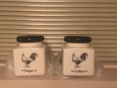 Ceramic canister Rooster - coffee & sugar, View more