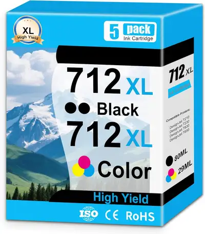NEUF: 5 cartouches encre 712XL 712 XL 712 HP DesignJet, View more