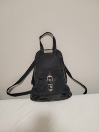 Vintage mini backpack with faux leather trim