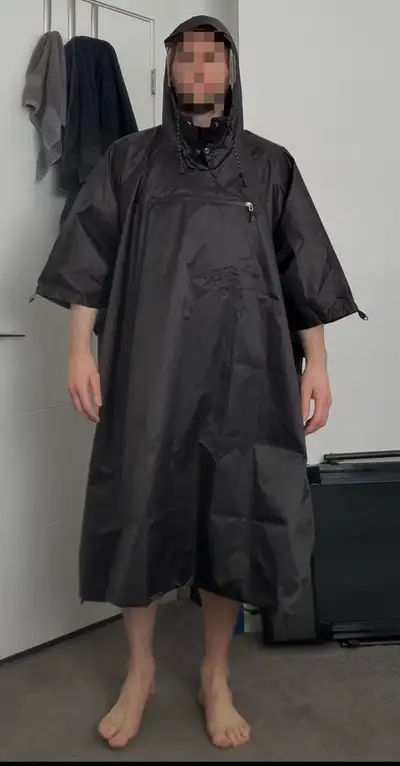 Black Rain Poncho Waterproof Hooded, View more