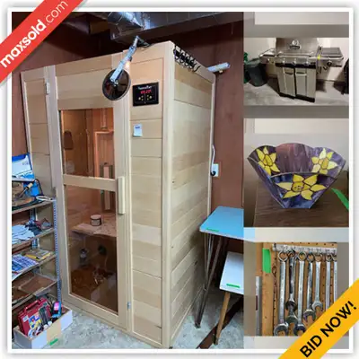 WHAT IS IN THIS AUCTION? This online auction features BBQ grills, yard tools, bar fridge, sewing mac...