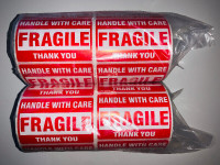 4X 500-MFLABLES-FRAGILE HANDLE WITH CARE-STICKERS (NEW) (C030)