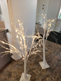 Set of 5 Birch trees with lights decorative 