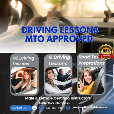 G2 & G Driving Lessons – MTO Certified Instructors (Male & Female) Serving the GTA – Learn from prof...
