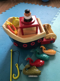 Jouet enfant Bateau de pêcheur jouet canne à pêche poissons