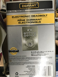 Deadbolt porte électronique neuf dans sa boîte, Defiant,60.00$,