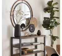 Console and Round large Vanity mirror