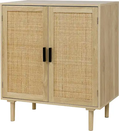 BNIB Sideboard Buffet Kitchen Storage Cabinet with Rattan, View more