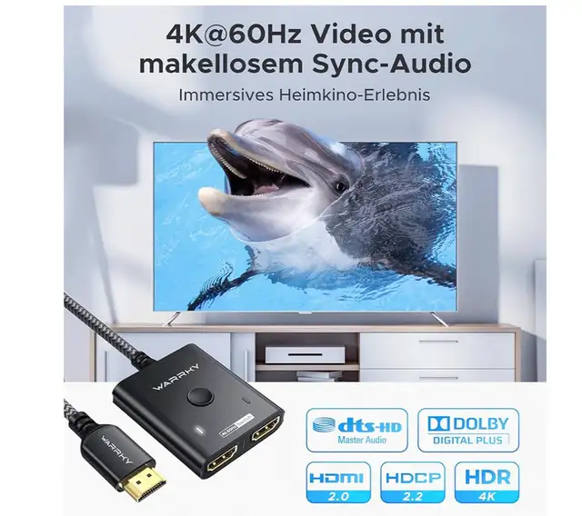 Brand new- HDMI Switch 2 in 1 Out 4K@60Hz, WARRKY [3.3ft Fixed. in Cables & Connectors in City of Toronto - Image 4