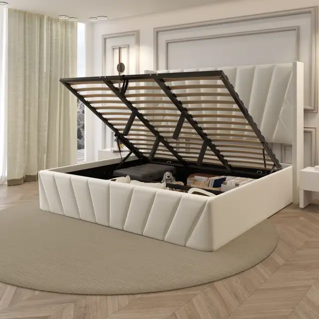  Brand New in Box Queen Size Hydraulic Lift Storage Bed Frame in Beds & Mattresses in Peterborough - Image 3