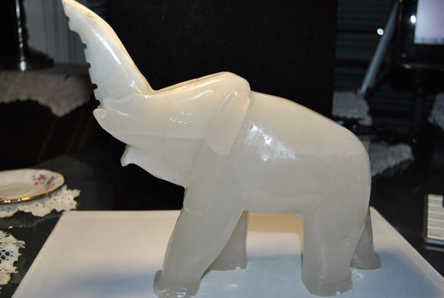 Vintage Alabaster Elephant Figurine Stone in Arts & Collectibles in Vancouver