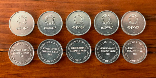Jetons de change Expo 67, États-Unis (Exchange tokens Expo 67) dans Art et objets de collection  à Ouest de l’Île