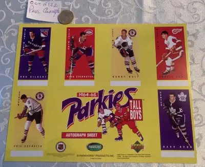 Parkhurst Tall Boys 1964-65 Autograph Sheet , View more