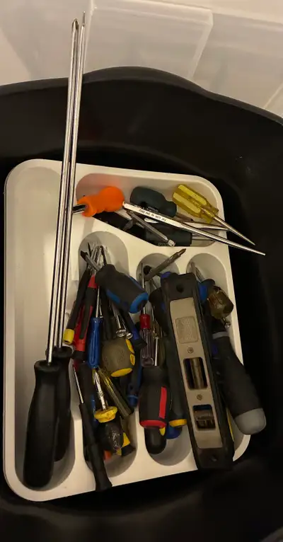 assorted hand tools in tray, View more