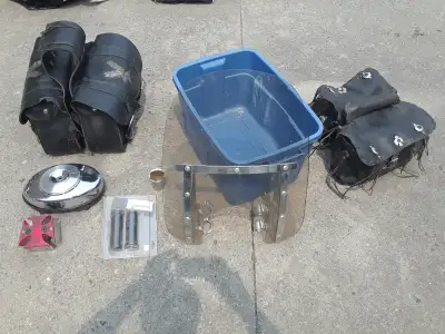 Various Harley parts. Windscreen, came off a Sportster, but will fit other models $80, Air filter co...