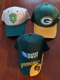 Packers, Portugal, and Springbok sports caps