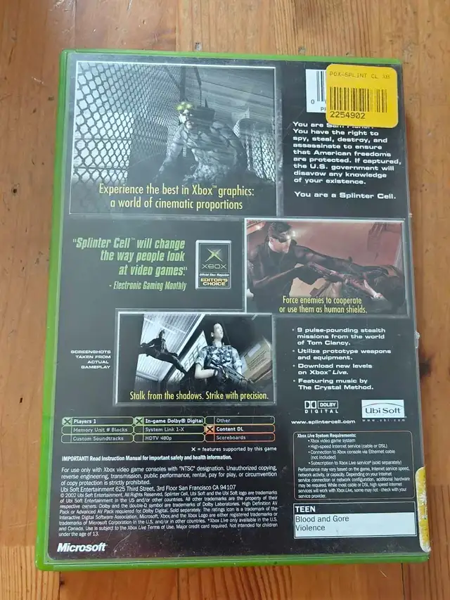 Splinter Cell (Xbox original) in Older Generation in Laval / North Shore - Image 3