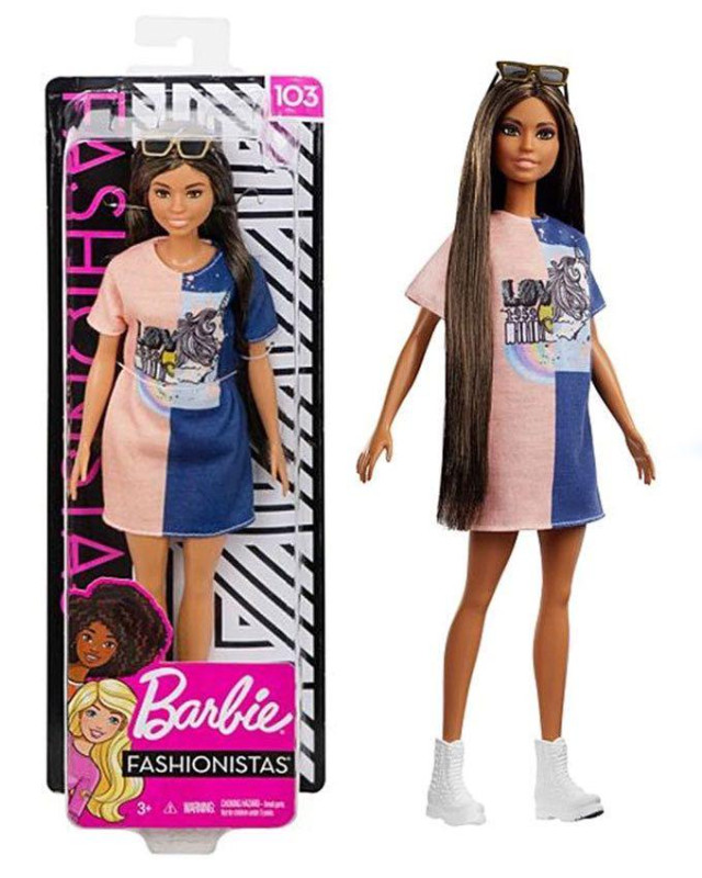 2019 BARBIE FASHIONISTAS 103 MULTI-COLOR UNICORN DRESS LONG HAIR in Toys & Games in Mississauga / Peel Region