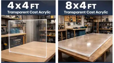 Brand new cast acrylic sheets! Many sheets in stock. All sheets have a protective film on both sides...
