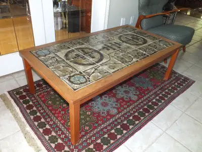 TEAK OX ART TILE COFFEE TABLE MCM, View more