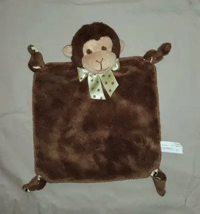 Bearington Baby Collection WEE GIGGLES Monkey Comfort Security Blanket Lovey Brown Plush Toy 10" Nam...