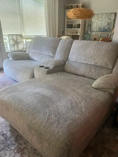 Grey Reclining Sectional with Center Console, View more