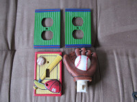 Baseball Night Light and Light Switch Plate Covers